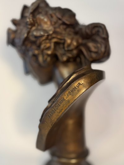 Busto in bronzo "Antinoo come Dioniso" H30 - F. Barbedienne colas (Bacco) 