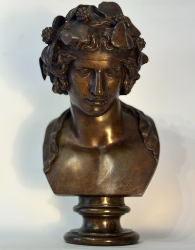 Busto in bronzo "Antinoo come Dioniso" H30 - F. Barbedienne colas (Bacco) 