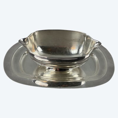 Art Deco-style silver-plated gravy boat