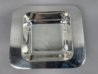 Art-deco square silver-plated dish/legume tray
