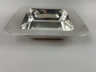 Art-deco square silver-plated dish/legume tray