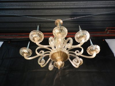 Andre Arbus Grande lampadario Art Déco a 8 bracci Edizione Veronese 1930/1940 circa