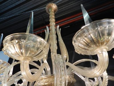 Andre Arbus Grande lampadario Art Déco a 8 bracci Edizione Veronese 1930/1940 circa