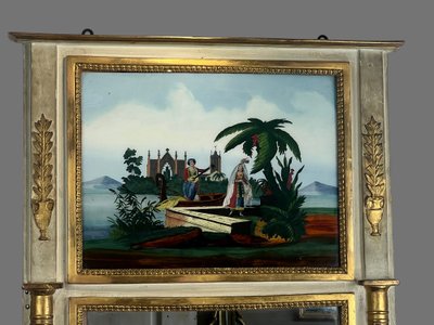 Antike Trume aus dem 19. Jahrhundert mit romantischer Szene unter Glas