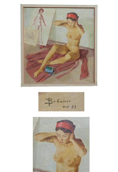 Bräuner, Oil on Canvas Signed and Dated 53