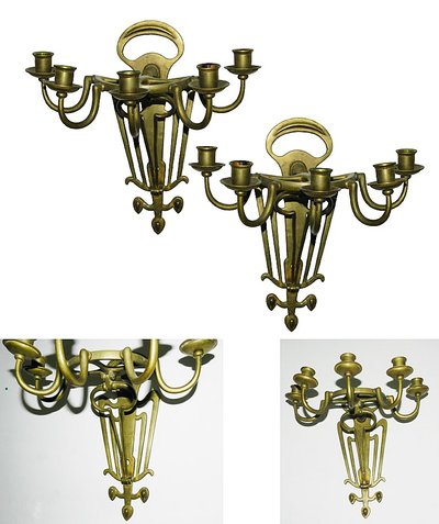 Rare Pair of Jugenstil Bronze Wall Lights Late 19th Early 20th C,