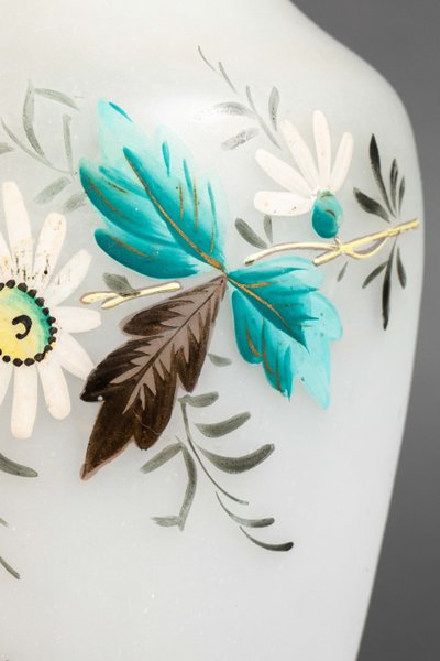 A pair of white and blue opaline vases, early 20th century