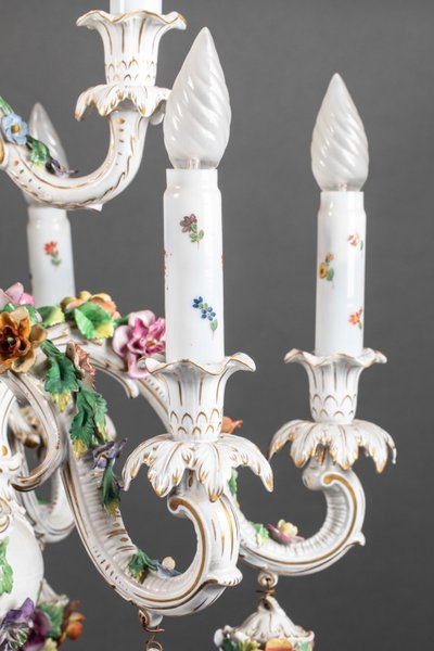Lampadario in porcellana di Dresda, fine XIX secolo 