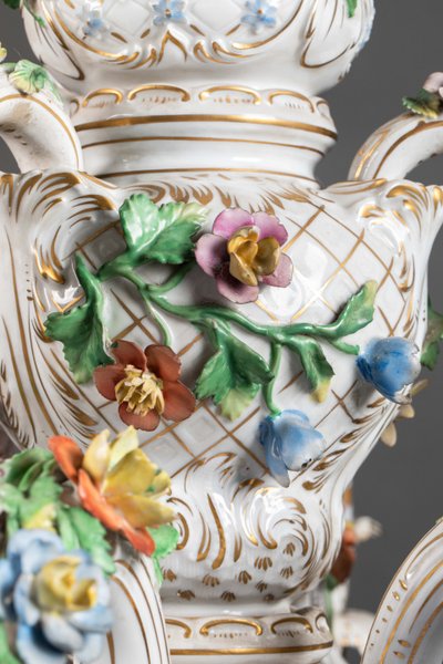 Lampadario in porcellana di Dresda, fine XIX secolo 