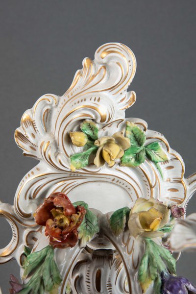 A pair of Louis XV style porcelain sconces, late 19th century