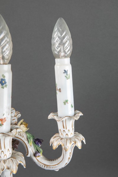 A pair of Louis XV style porcelain sconces, late 19th century