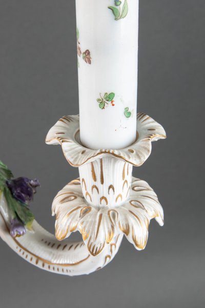 A pair of Louis XV style porcelain sconces, late 19th century