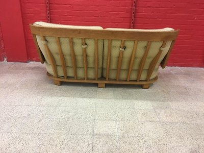 Guillerme Et Chambron, Oak Sofa, Votre Maison Edition, circa 1970