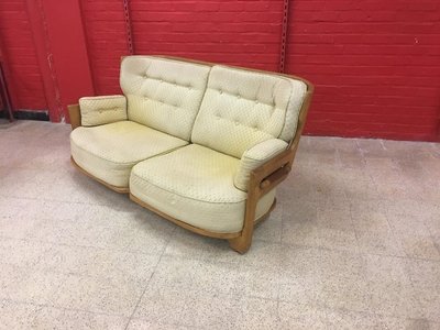 Guillerme Et Chambron, Oak Sofa, Votre Maison Edition, circa 1970