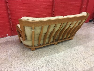 Guillerme Et Chambron, Oak Sofa, Votre Maison Edition, circa 1970