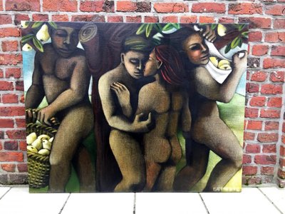 Michèle Demedts ( 1958) , Großes Öl Auf Leinwand Circa 1970/1980