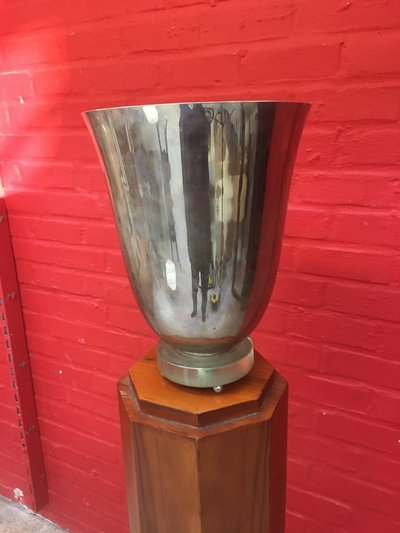 Art Deco Waschbecken mit Beleuchtung aus verchromtem Metall und Glas Circa 1930, vollständig restauriert