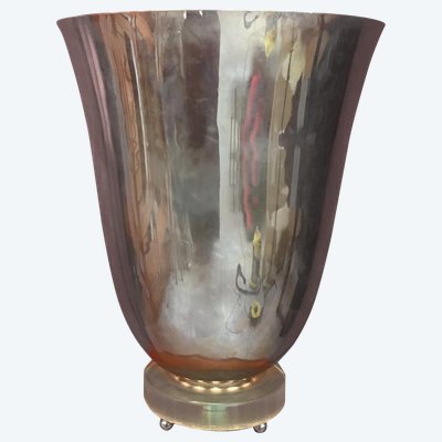 Art Deco Waschbecken mit Beleuchtung aus verchromtem Metall und Glas Circa 1930, vollständig restauriert