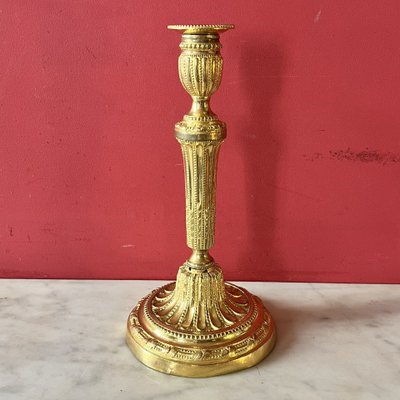 Pair of candlesticks with pearl friezes, Louis XVI period