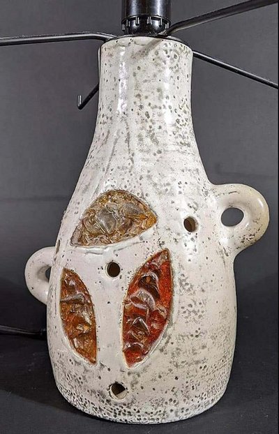 Accolay, Vintage Ceramic Lamp With Original Resin Shade , Circa 1950/1960