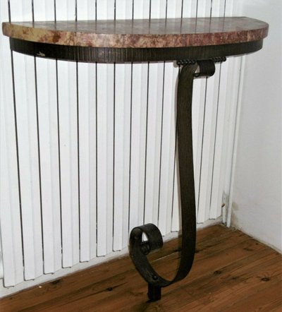 Art Deco Hammered Iron Console With Mirror Circa 1930