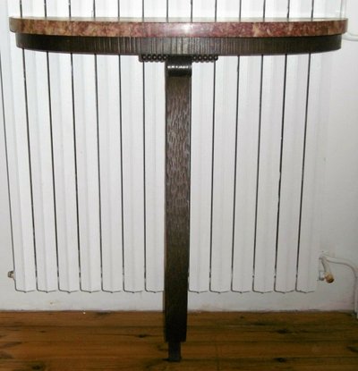Art Deco Hammered Iron Console With Mirror Circa 1930