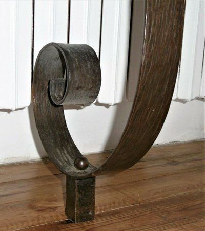 Art Deco Hammered Iron Console With Mirror Circa 1930