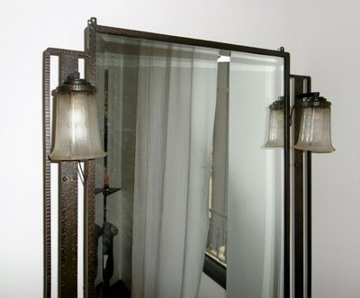 Art Deco Hammered Iron Console With Mirror Circa 1930