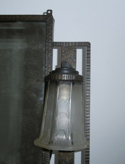 Art Deco Hammered Iron Console With Mirror Circa 1930