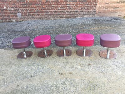 Suite De 5 Tabourets Pop Vintage Circa 1970/1980 , Tres Bon état