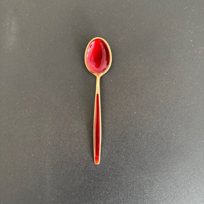 10 cucchiai in argento sterling e smalto vermeil Norvegia XX secolo