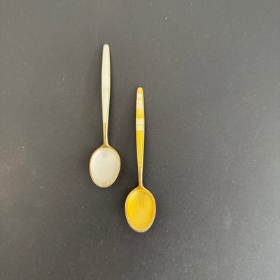 10 cucchiai in argento sterling e smalto vermeil Norvegia XX secolo