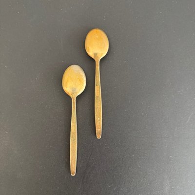 10 cucchiai in argento sterling e smalto vermeil Norvegia XX secolo