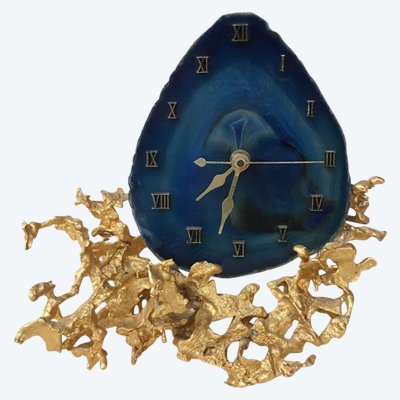 Robert Duval Brasseur (zugeschrieben) Pendel aus Bronze und Achat, um 1970