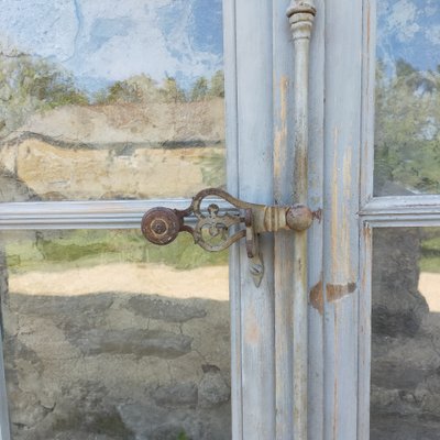5 Fenêtres Anciennes En Pitchpin Complètes Cadre Et Espagnolette Porte Vitrine Bibliothèque