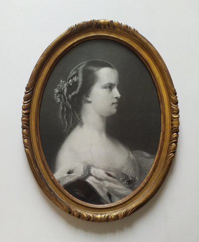 Princess Marie Clotilde Of Savoy Framed Lithograph 19th C Historical Old Print