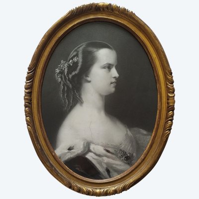 Princess Marie Clotilde Of Savoy Framed Lithograph 19th C Historical Old Print
