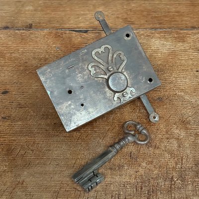 Cloverleaf lock and key 18th century ironwork