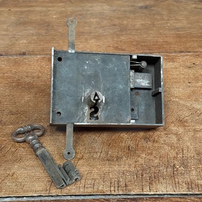 Cloverleaf lock and key 18th century ironwork