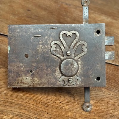 Cloverleaf lock and key 18th century ironwork
