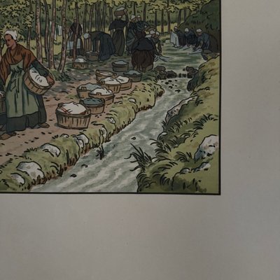 Lithograph by Henri Rivière Le Beau Pays de Bretagne Lavoir à Tréboul