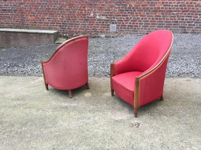 Joubert Et Petit (Arredamento d'interni moderno) Coppia di poltrone in mogano, periodo Art Déco,