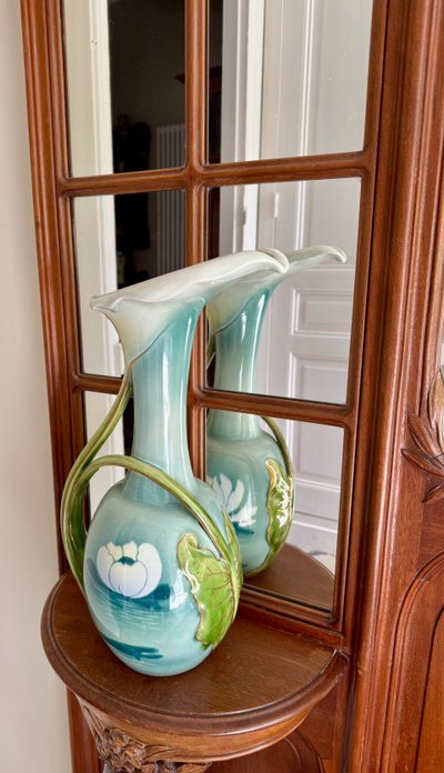 Pair of Art Nouveau Luneville Keller Guerin Vases