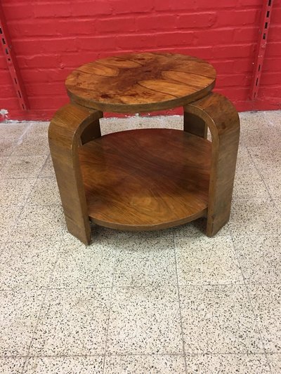 Gueridon Art Déco in noce impiallacciato, 1930 circa