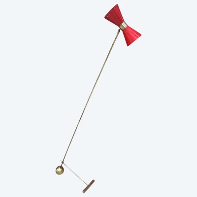 Lampada da terra vintage in ottone e metallo laccato, Italia circa 1950/1960