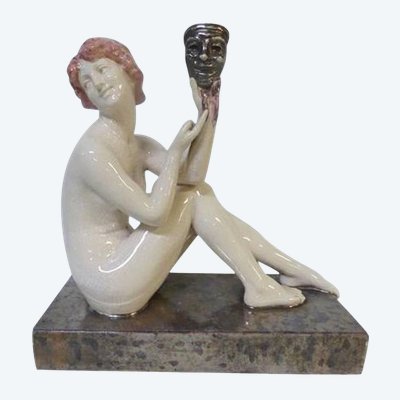 Large Art Deco Ceramic Set Signed by Gory, Circa 1930