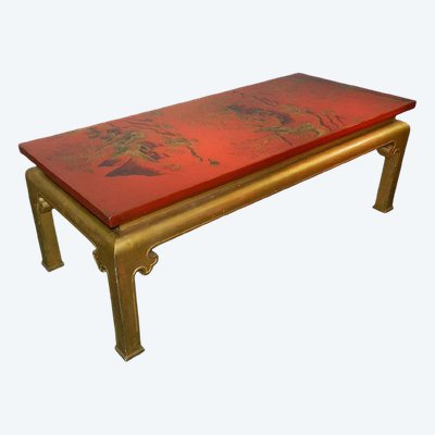 French, 1960; Lacquered and Gilded Wooden Coffee Table in the Chinese Style
