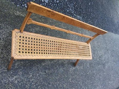 Art Nouveau Period Bench in Oak and Original Large Canework Circa 1900
