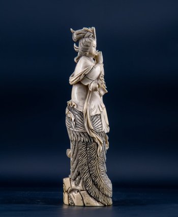 Paire D’okimono En Ivoire Figurant Guanyin, Chine XIXe Siècle