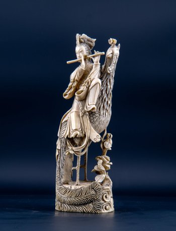 Paire D’okimono En Ivoire Figurant Guanyin, Chine XIXe Siècle